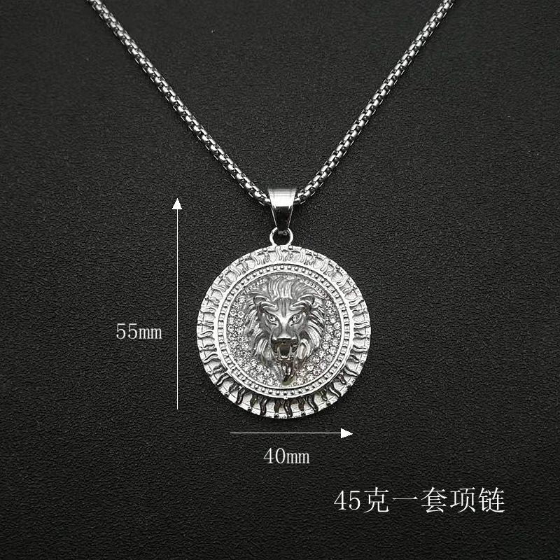 Gold-Plated Stainless Steel Necklace - Statement Lion Head