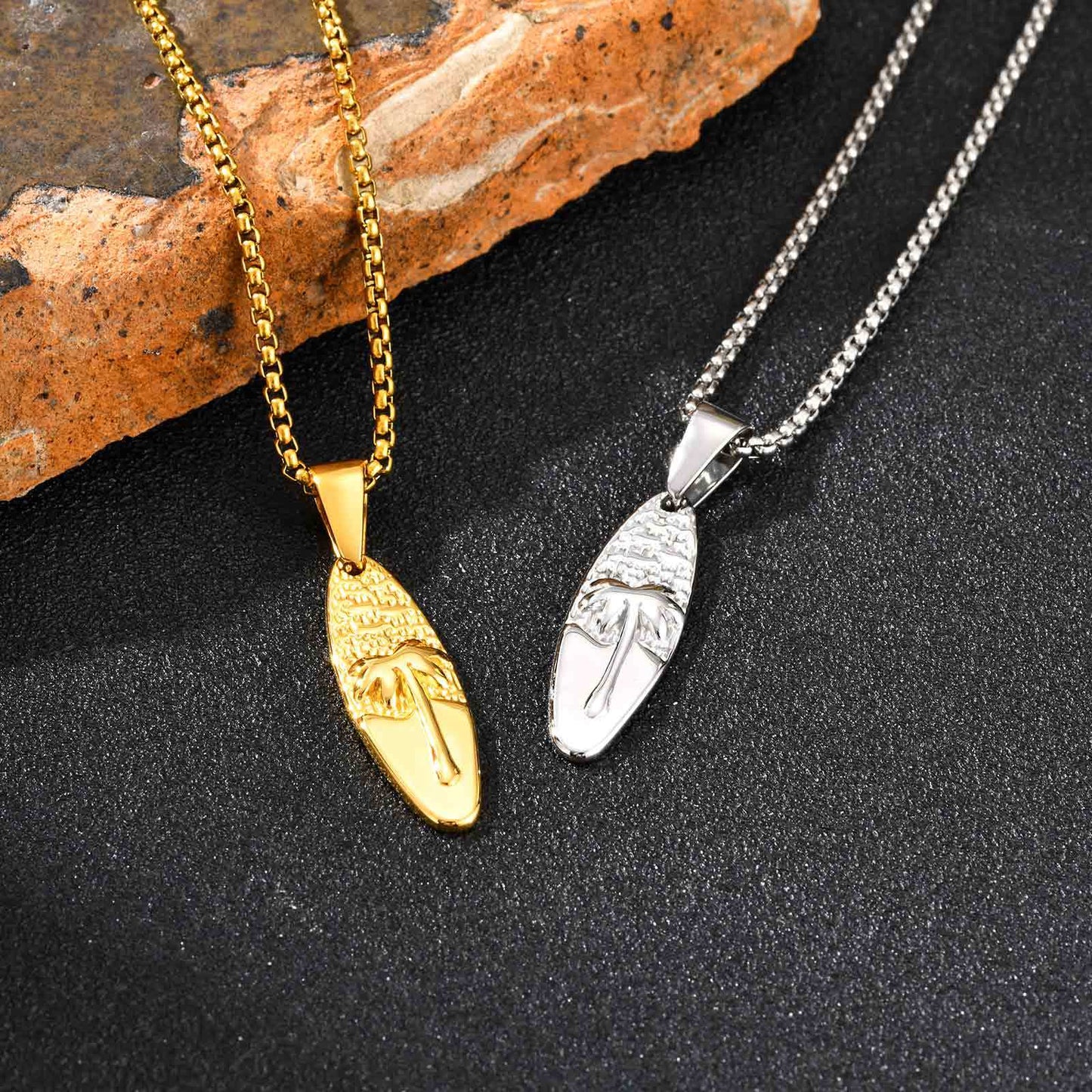 Planderful Men Casual Stainless Steel Coconut Tree Pendant