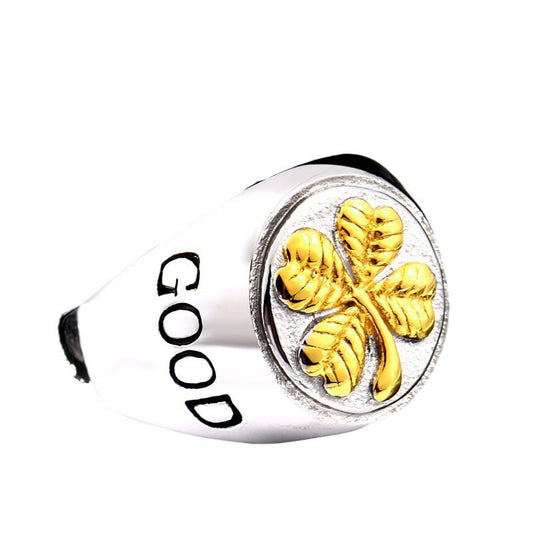 Lucky Clover Titanium Steel Ring for Men and Women – European and American Jewelry Wholesale