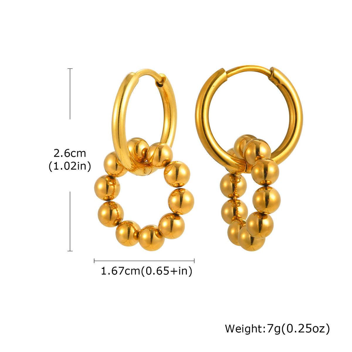 Beaded Circle Charm Hoop Earrings — 2 Gold Styles