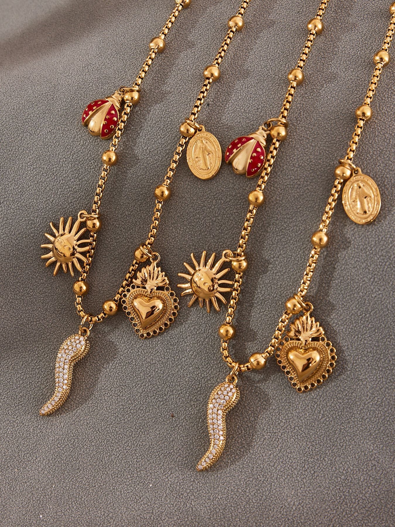 Planderful Gold Plated Pepper Crown Necklace Zircon Women