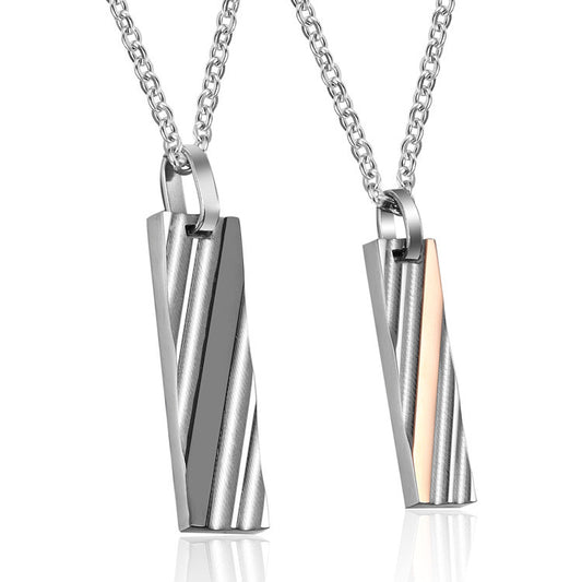 1. Planderful Korean Wavy Striped Couple Necklace In Titanium Steel For Men Gift Idea
