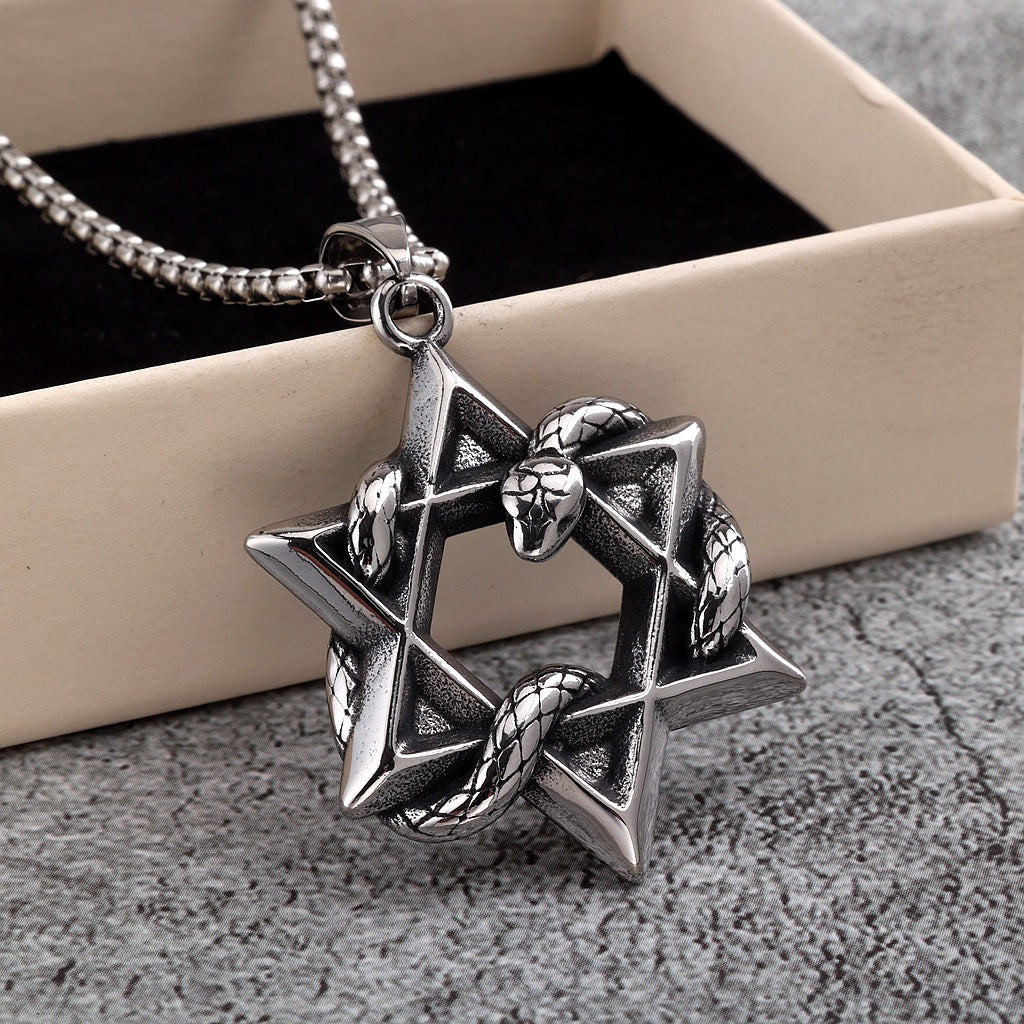 Vintage Snake Stainless Steel Men's Pendant Necklace
