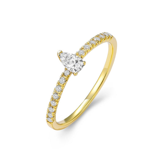 S925 Sterling Silver Water Drop Inlaid Zircon Ring Pear-Shaped Zircon Index Finger Ring