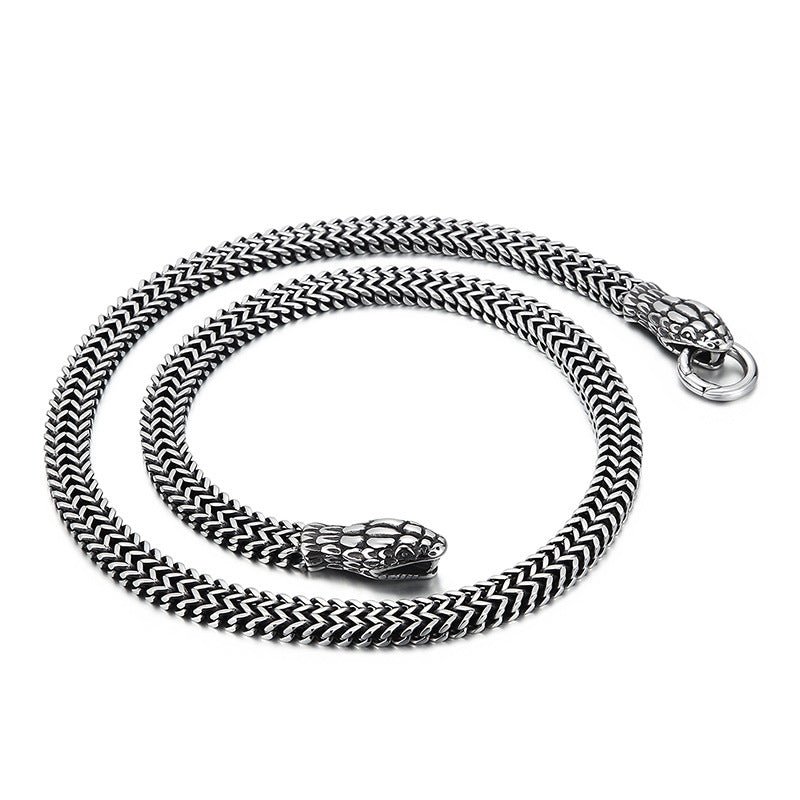 Bold Retro Snake Design Titanium Steel Necklace for Men