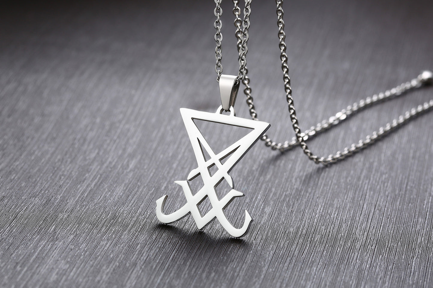 Titanium Steel Lucifer Seal Pendant for Men, Black Jewelry