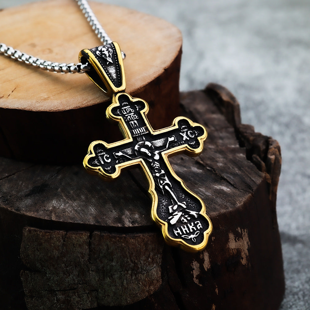 Cross Fashionable Stainless Steel Men's Pendant Necklace