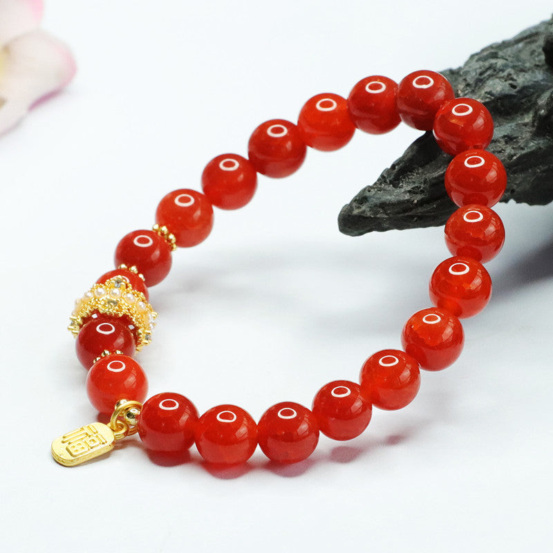 Golden Blessing Agate Bracelet - Sterling Silver Fortune's Favor Jewelry