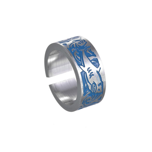 Trendy Titanium Steel Rings Set with Owl and Shark Motifs