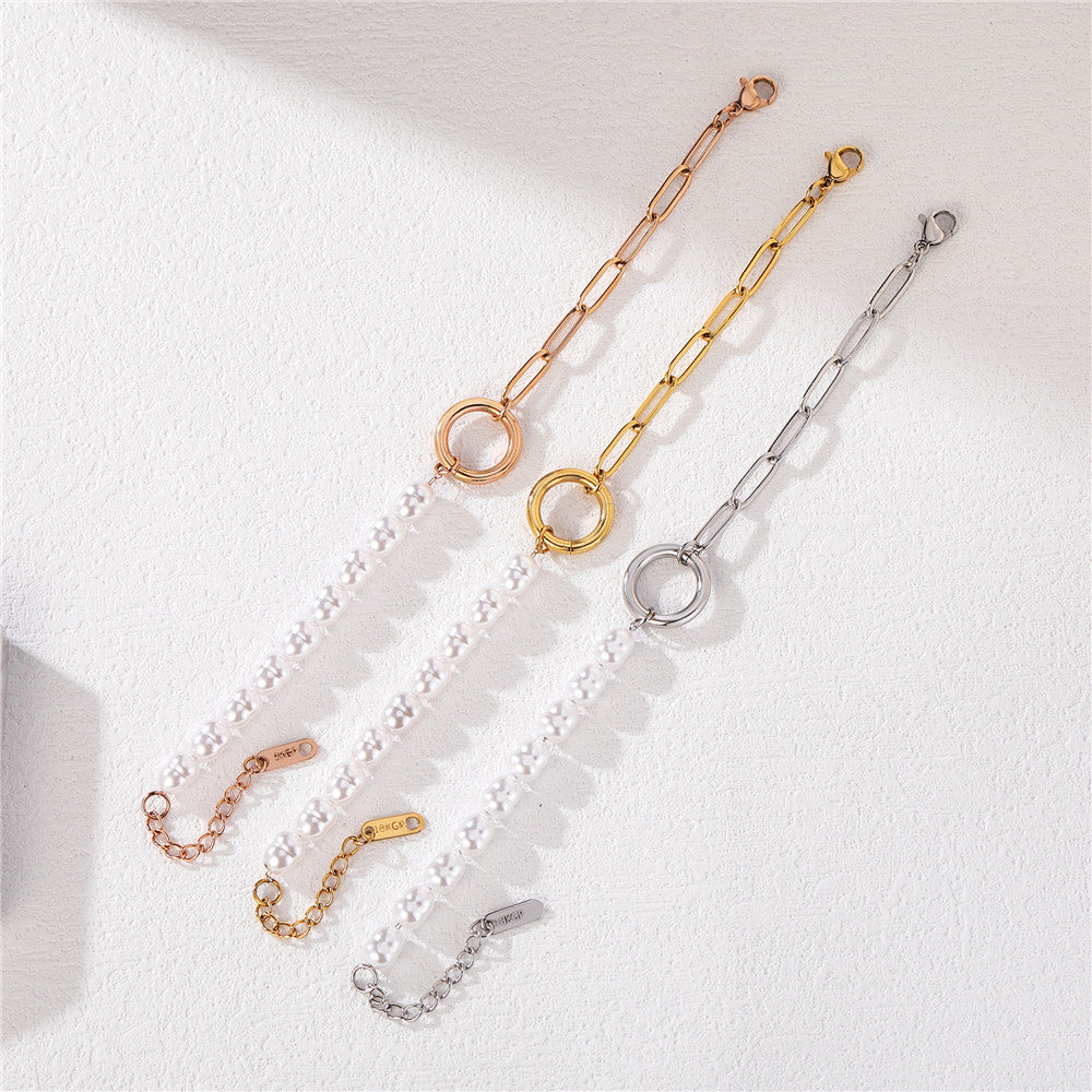 Planderful Pearl Bracelet For Women Steel Elegant Versatile Everyday Genie Jewelry