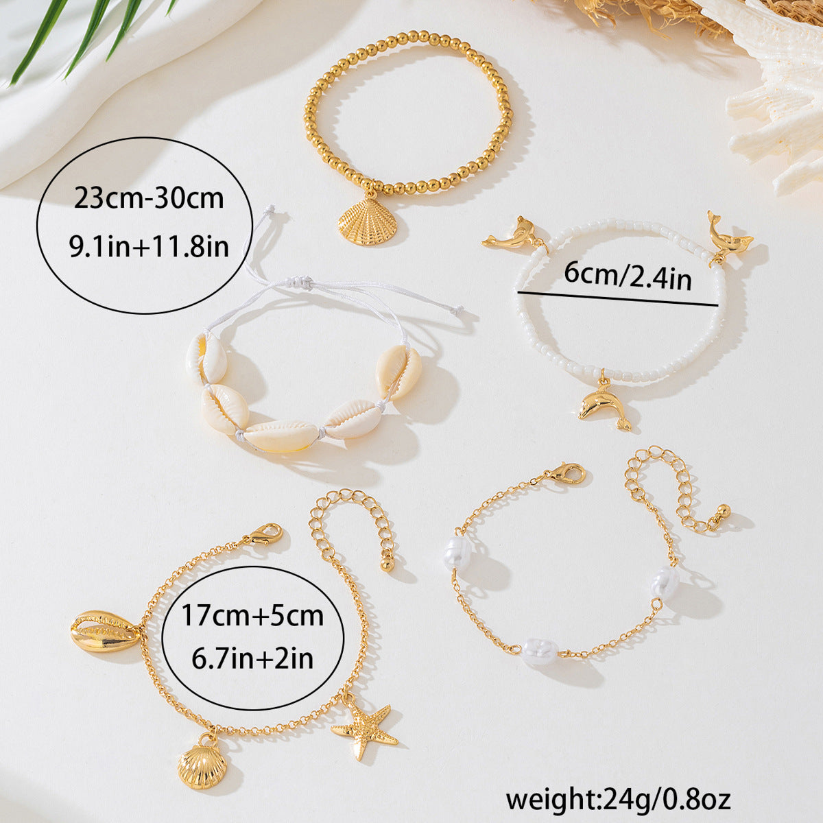 Planderful Vienna Verve Bracelet Set – Stylish 5-Piece Shell Design