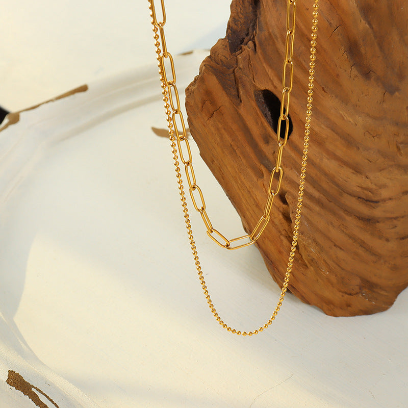Golden Double-Layered Clavicle Necklace - Elegant Women's Accessory