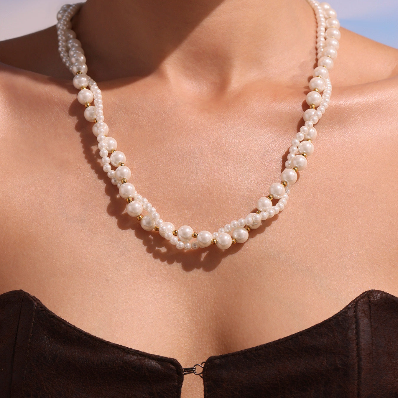 Planderful Traceless Shell Bead Double Necklace For Moms