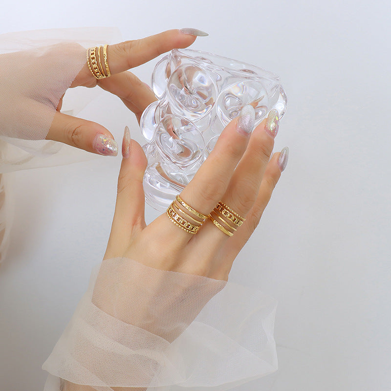 Diverse Gold-Plated Geometric Hip-Hop Ring by Planderful Collection