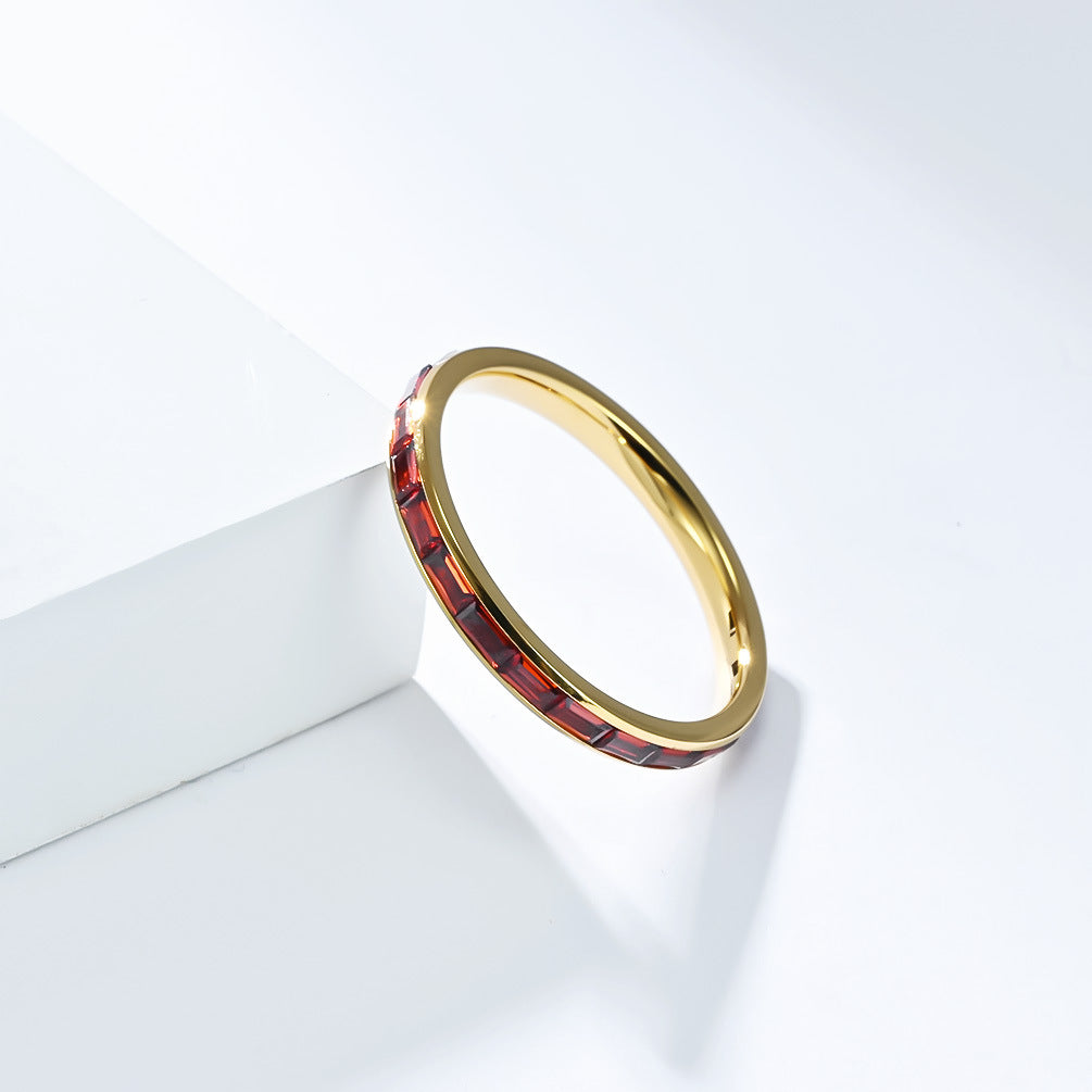 Planderful Titanium Zircon Ring For Women 2mm Elegant Fashion Jewelry High End Everyday Genie