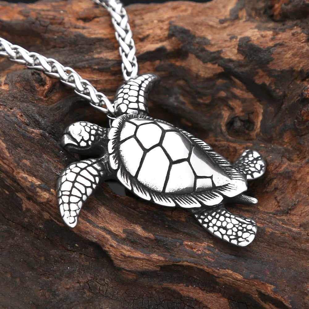 Planderful Turtle Necklace For Men Stainless Steel Longevity Pendant Trendy Accessory