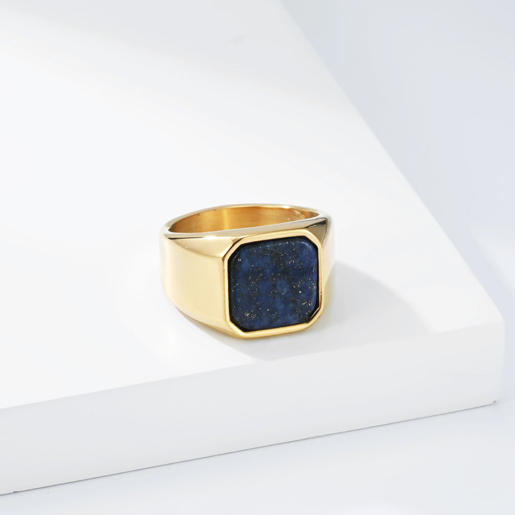 Unisex Titanium Steel Gemstone Ring By Planderful Everyday Genie For Fashion Forward Adults