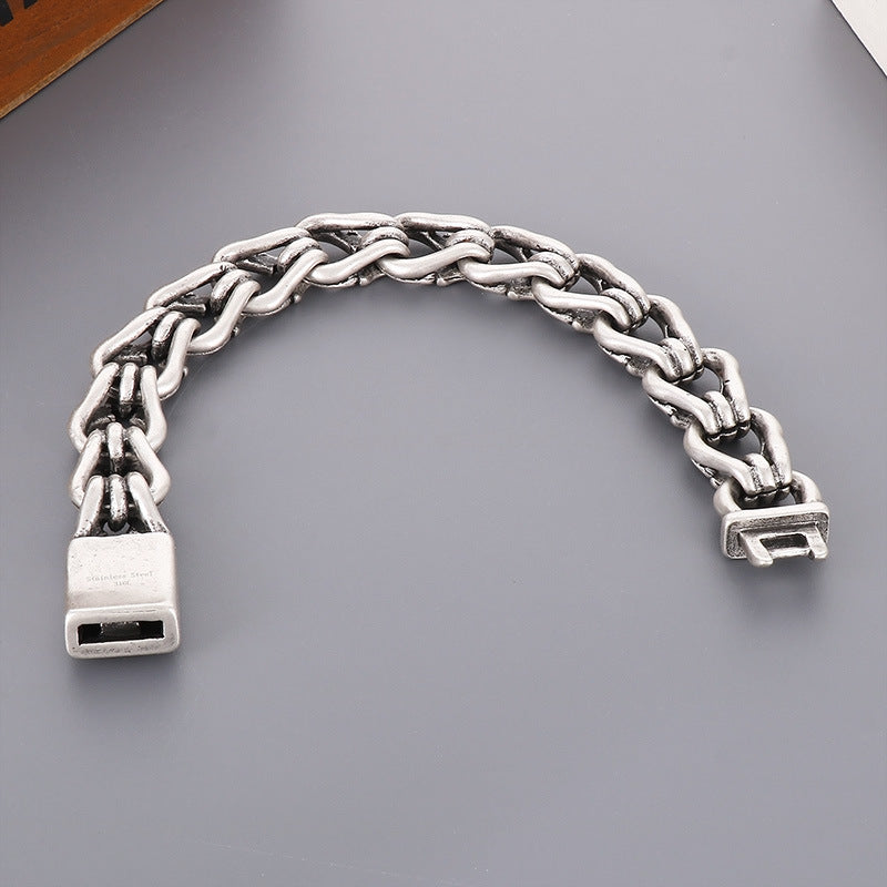 Retro-Inspired Personalized Punk Handcuff Bracelet for Men in Stainless Steel