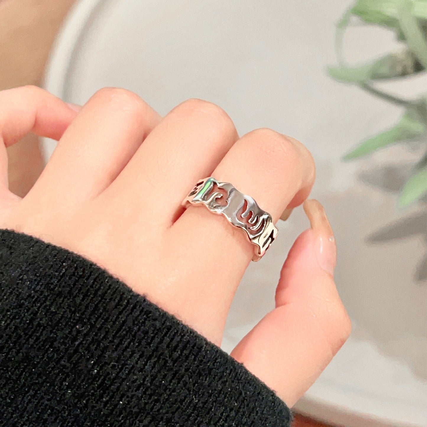 Planderful Everyday Genie Ring – Adjustable Retro Mantra Design