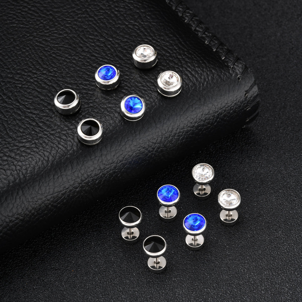 Stainless Steel Zircon Black Earrings
