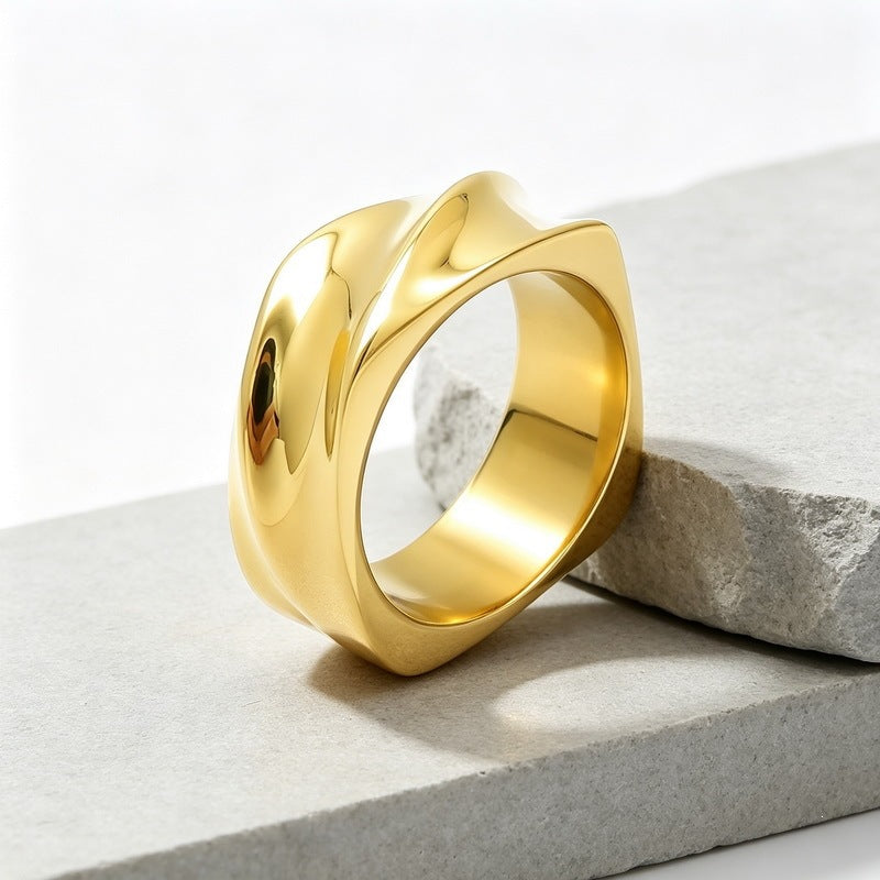 Spiral Twisted Texture Ring, And Twist Ring, Stainless Steel Men's Ring