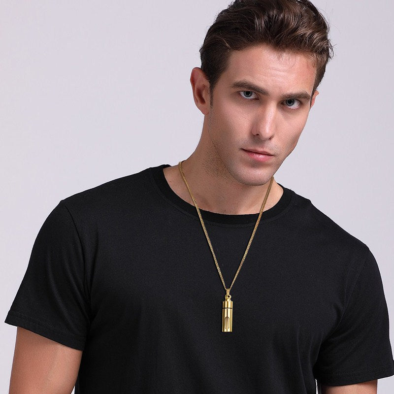 Perfume Bottle Pendant Stainless Steel Openable Steel Glass