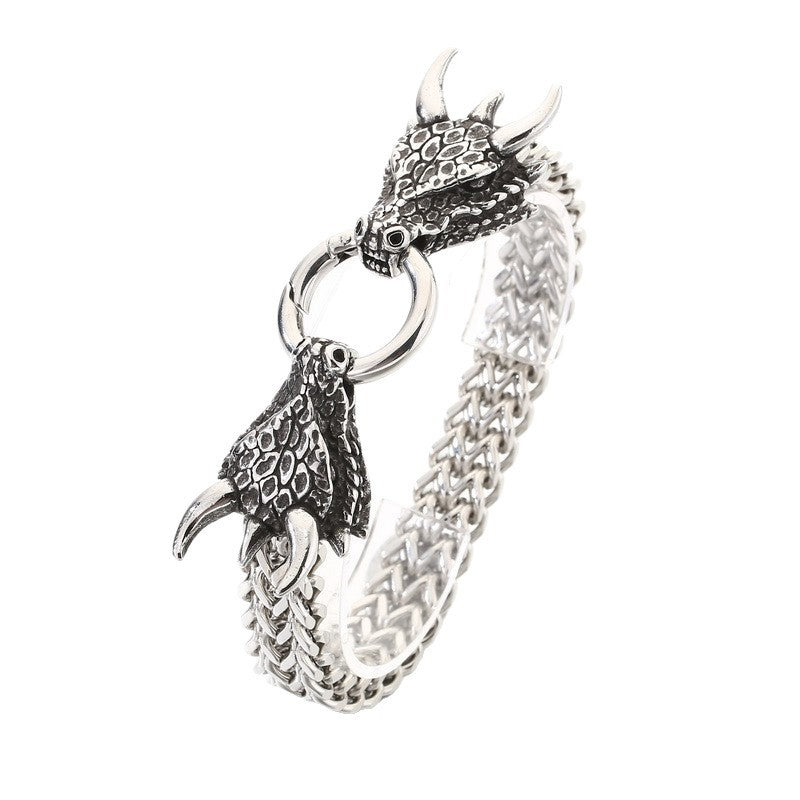 Smear Dragon – Punk Style Vacuum Electroplating Dragon Head Front & Back Chain Bracelet