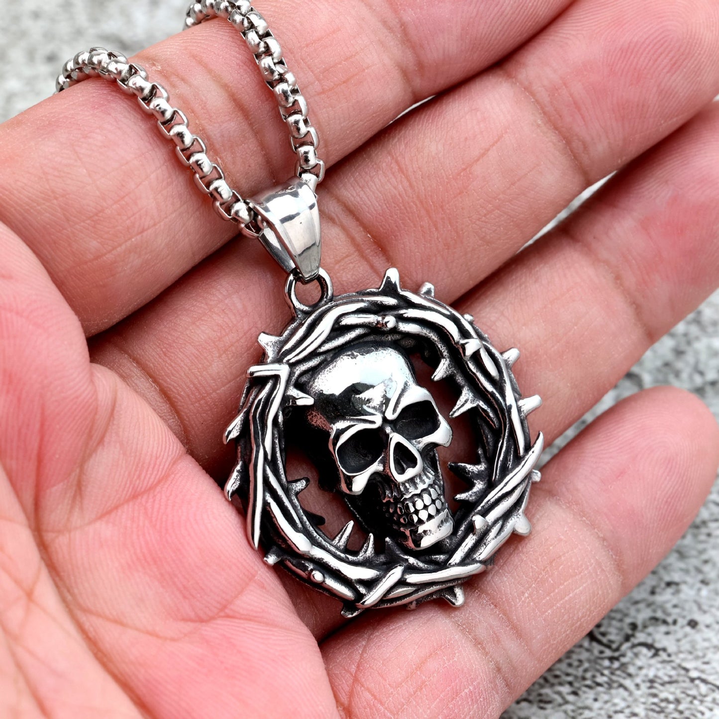 Single Sided Skull Pendant For Men Retro Stainless Steel By Planderful Shop Durable Punk Necklace