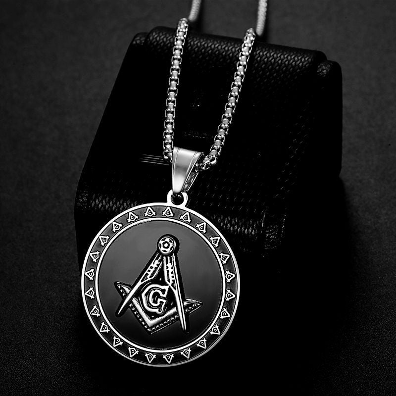 Planderful Everyday Genie Titanium Steel Gold Plated Masonic Pendant Necklace for Hip Hop Fans