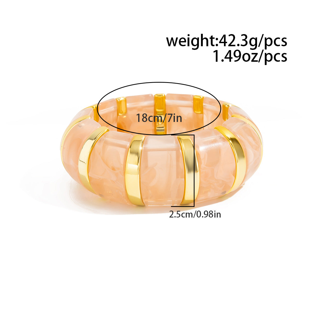 Planderful Translucent Smudged Resin Elastic Bracelet With Colorful Splice Vienna Verve Statement Jewelry For Women