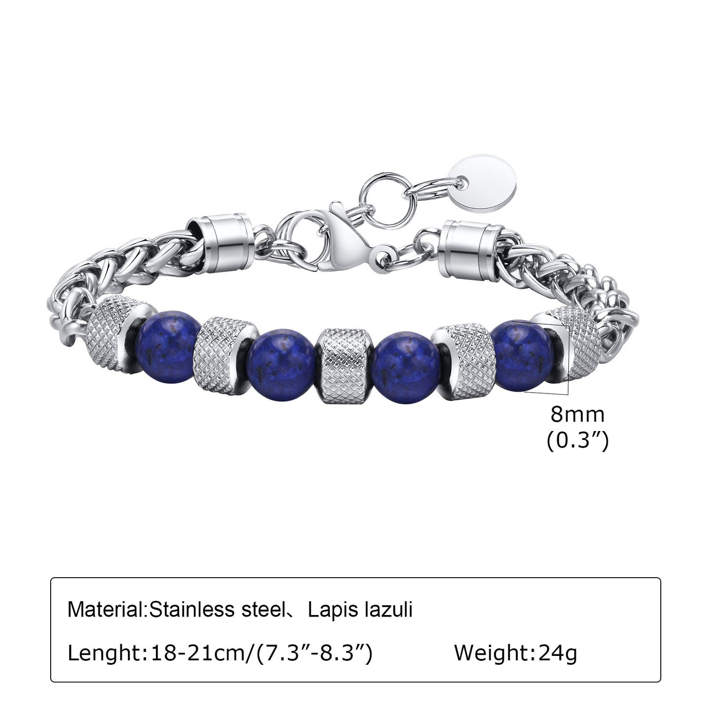 Stainless Steel Flower Basket Chain Beaded Bracelet Men