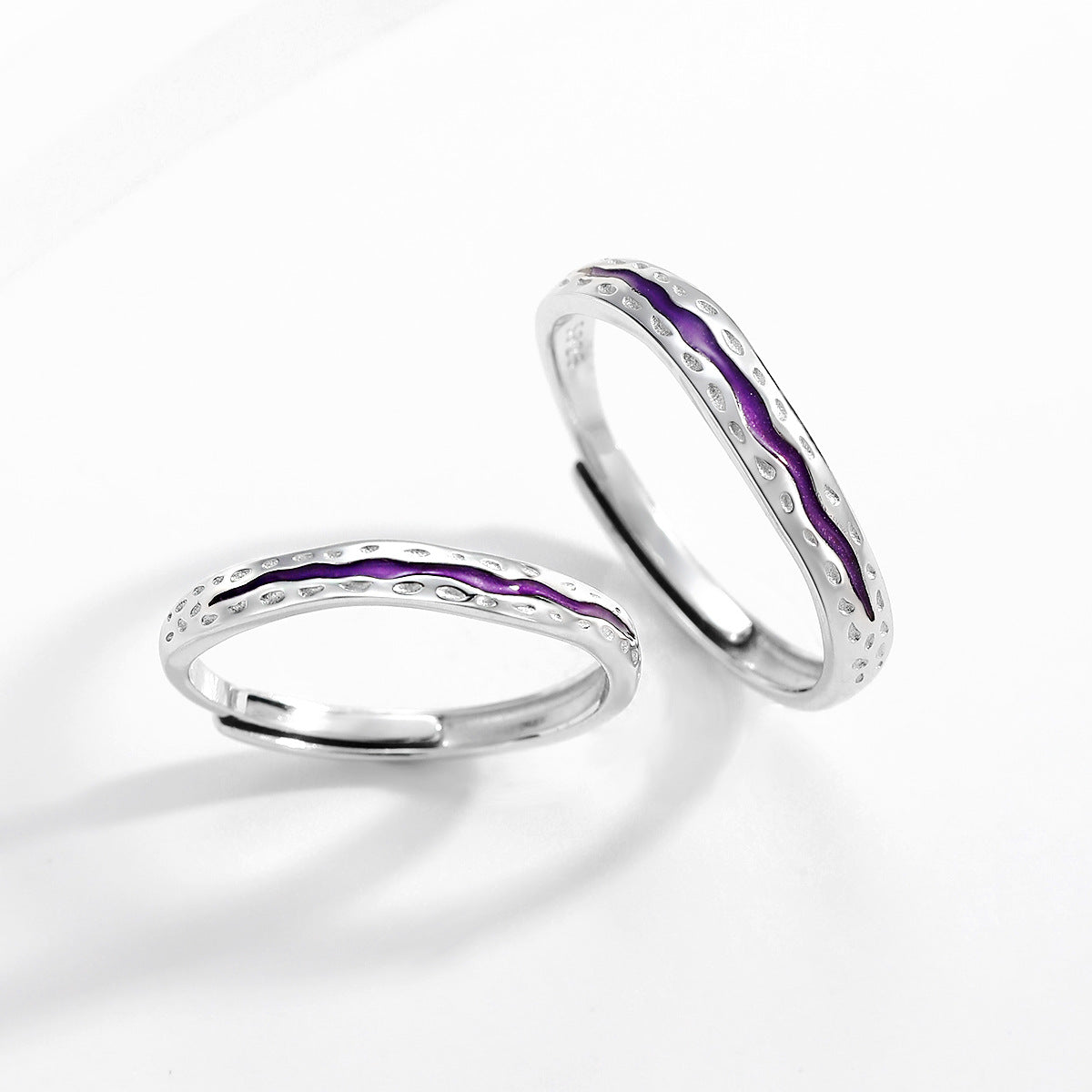 Planderful Jewelry Luminous Sterling Silver Purple Couple Ring for Girlfriend Valentines Day Gift