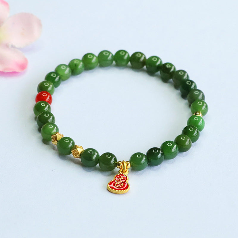 Hetian Jasper & Red Agate Beaded Bracelet