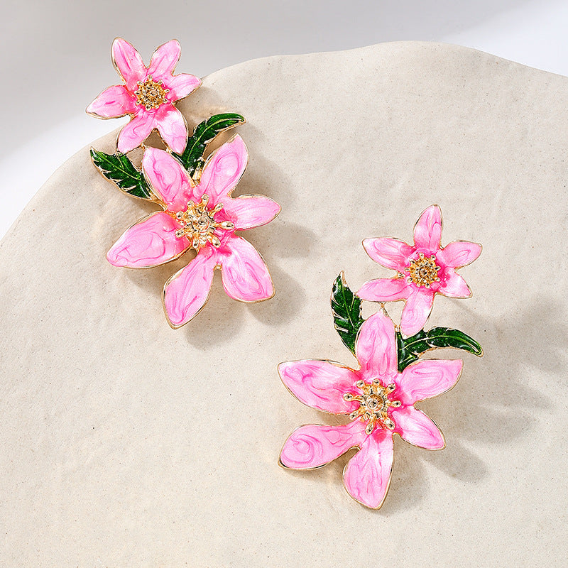 Planderful Vienna Verve Earrings – Fashionable Metal Color Dripping Flower Design