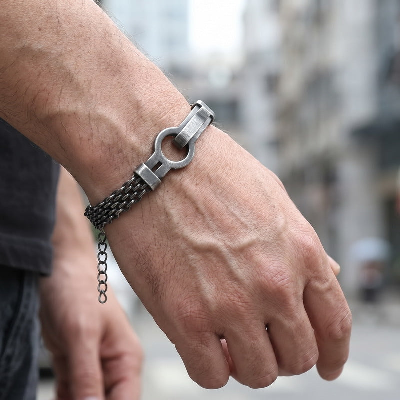 Adjustable Extension Chain – Rock Bottle Opener Shape Bent Mesh Chain Stainless Steel Bracelet