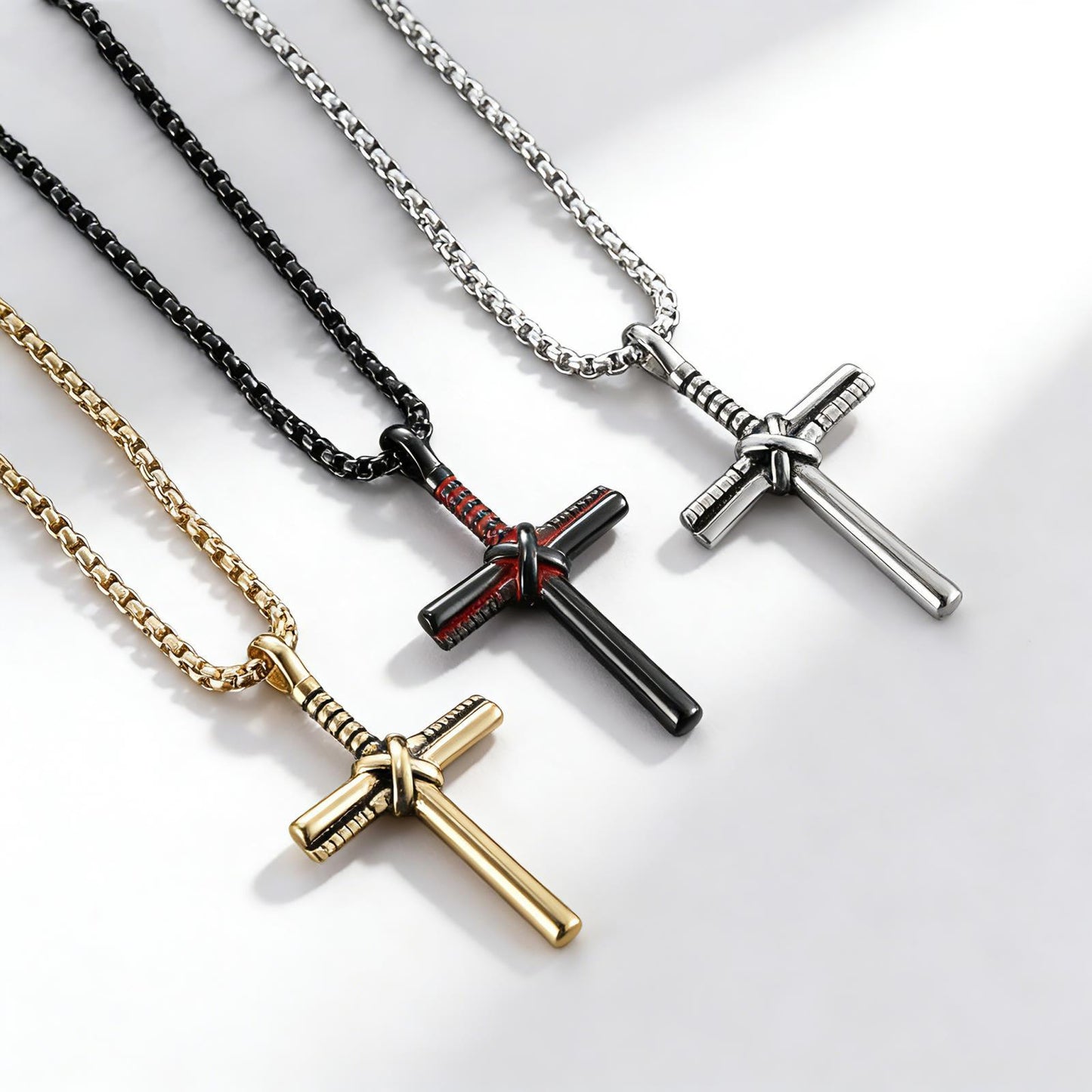Planderful Premium Baseball Bat Cross Necklace Titanium Steel Pendant For Softball And Baseball Fans