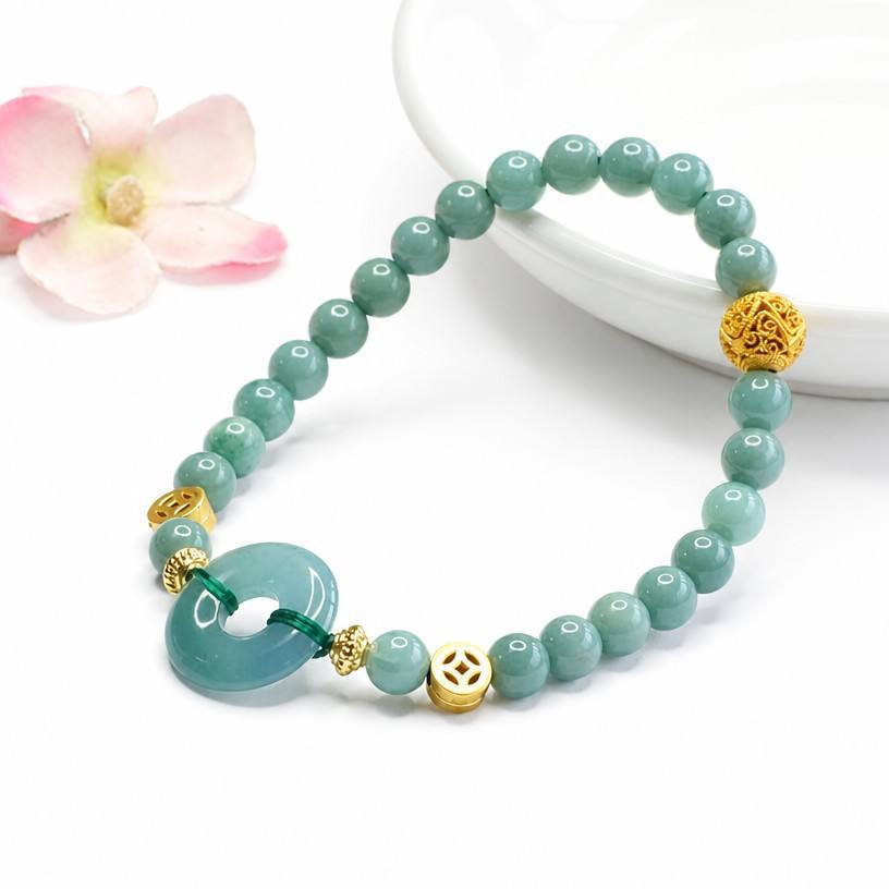 Blue Water Jadeite Classic 5.8 mm Beaded Bracelet