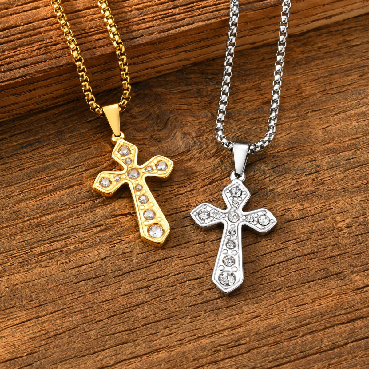 Cross Zircon Vintage Stainless Steel Pendant