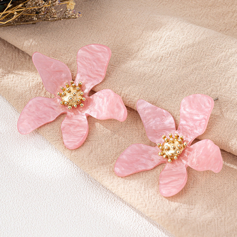 Planderful Vienna Verve Earrings – Fashionable Candy Color Acrylic Flowers