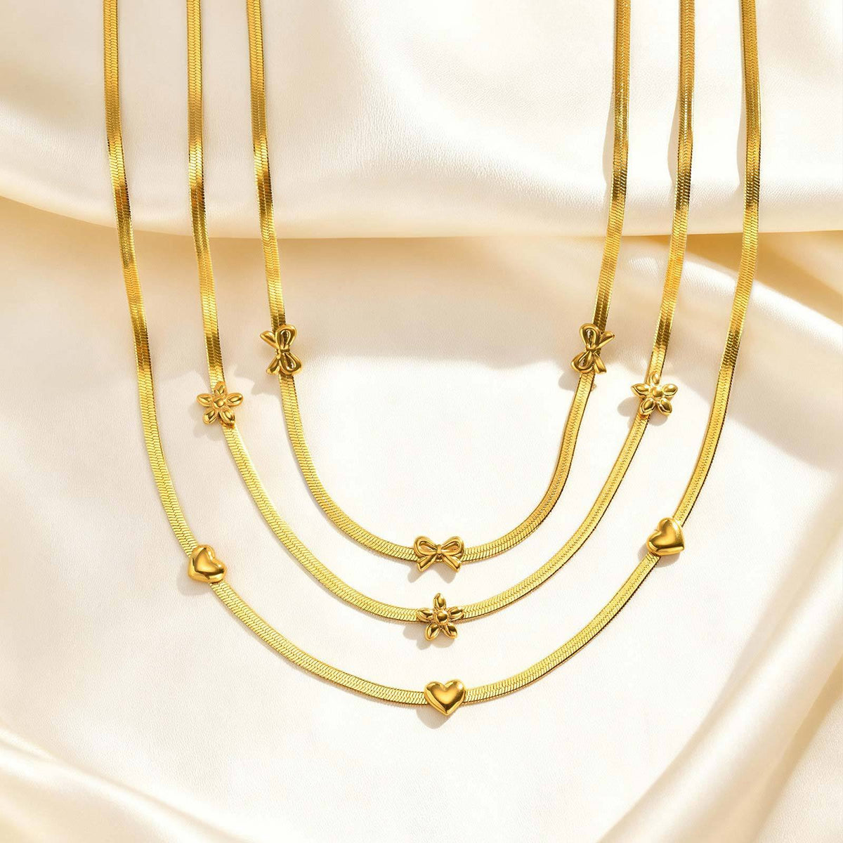 Cross Flower Gold-Plated Stainless Steel Bracelet for Women