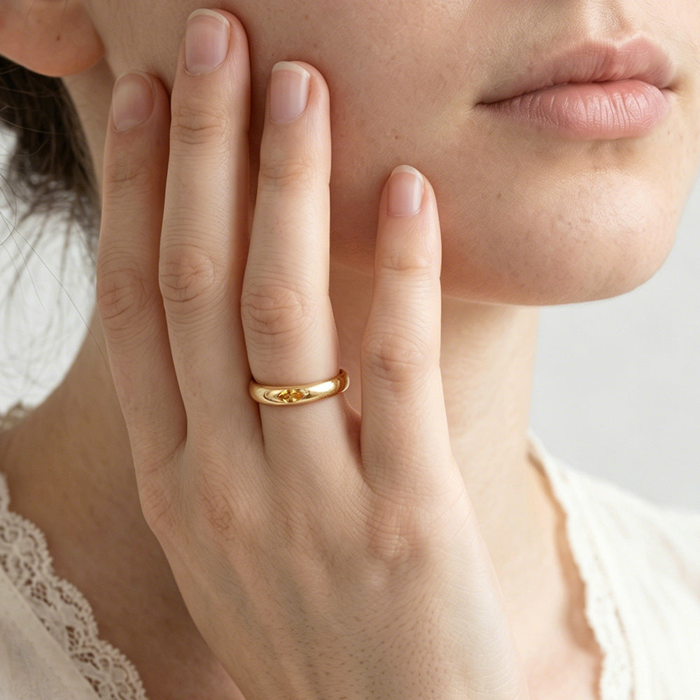 S925 Sterling Silver Horse Eye Zircon Ring Gold-Plated Ring Jewelry