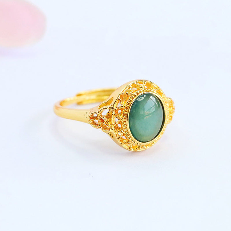Blue-Water Jadeite Openwork Ring