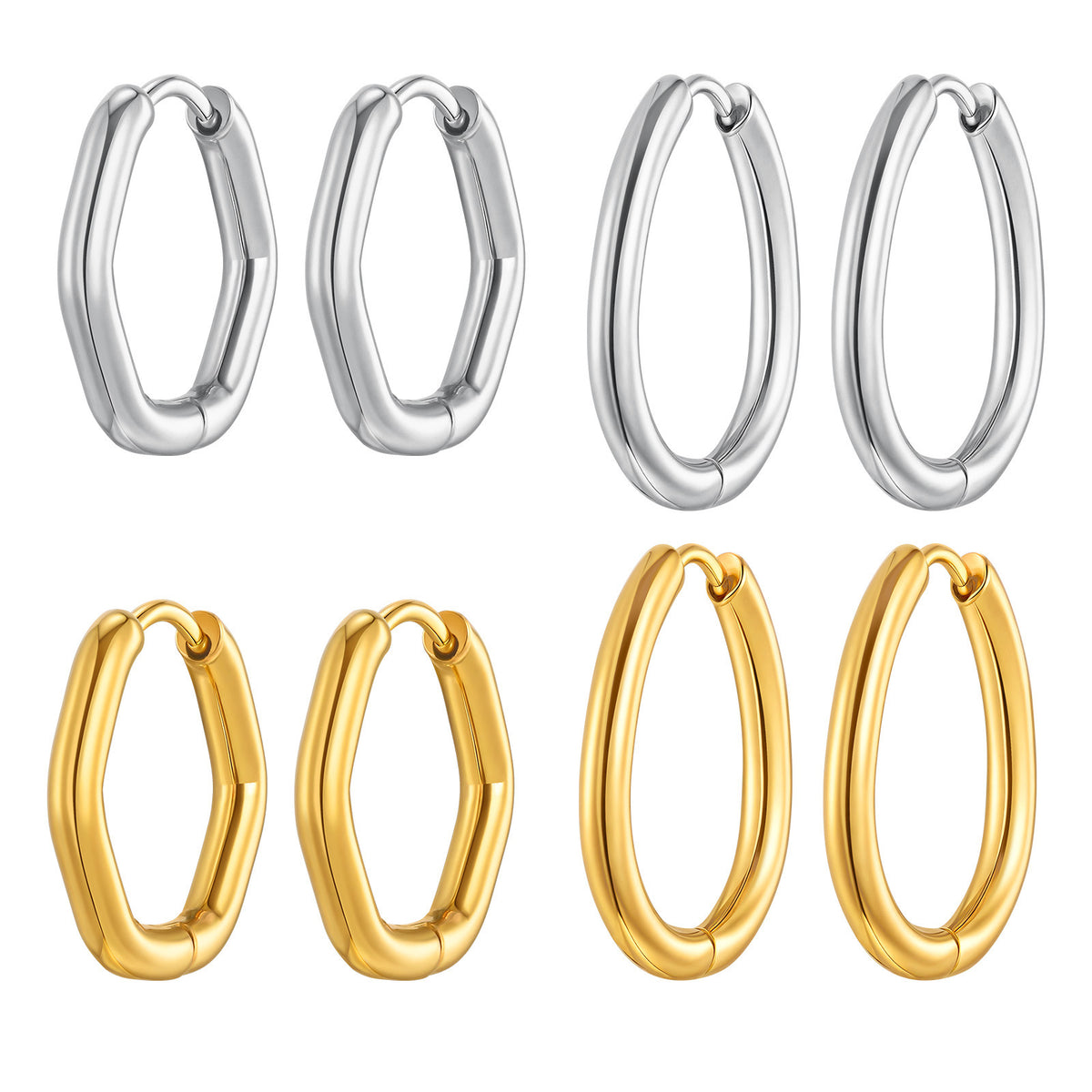 Sculpted Geometric Hinged Hoop Earrings