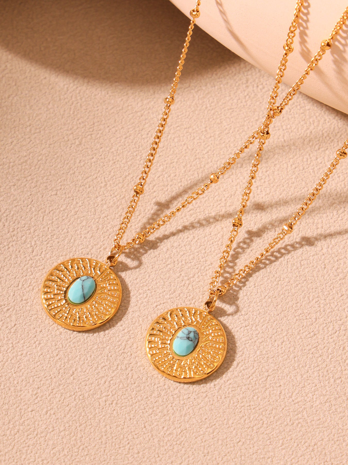 Planderful Turquoise Clavicle Necklace For Women 18K Gold