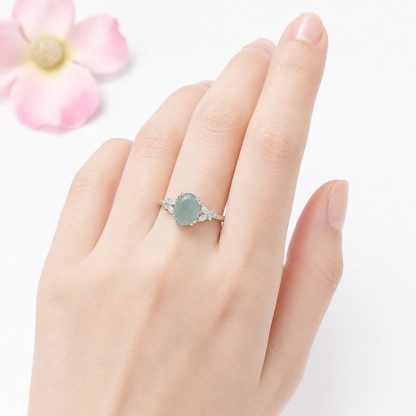 Blue-Water Jadeite Classic Ring