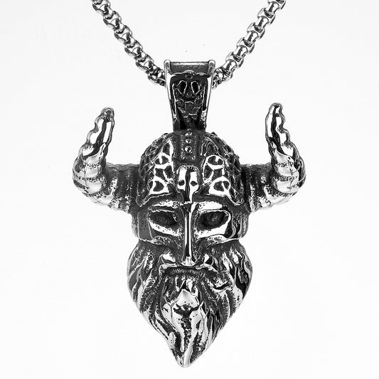 Nordic Vintage Stainless Steel Men's Pendant Viking Warrior Necklace