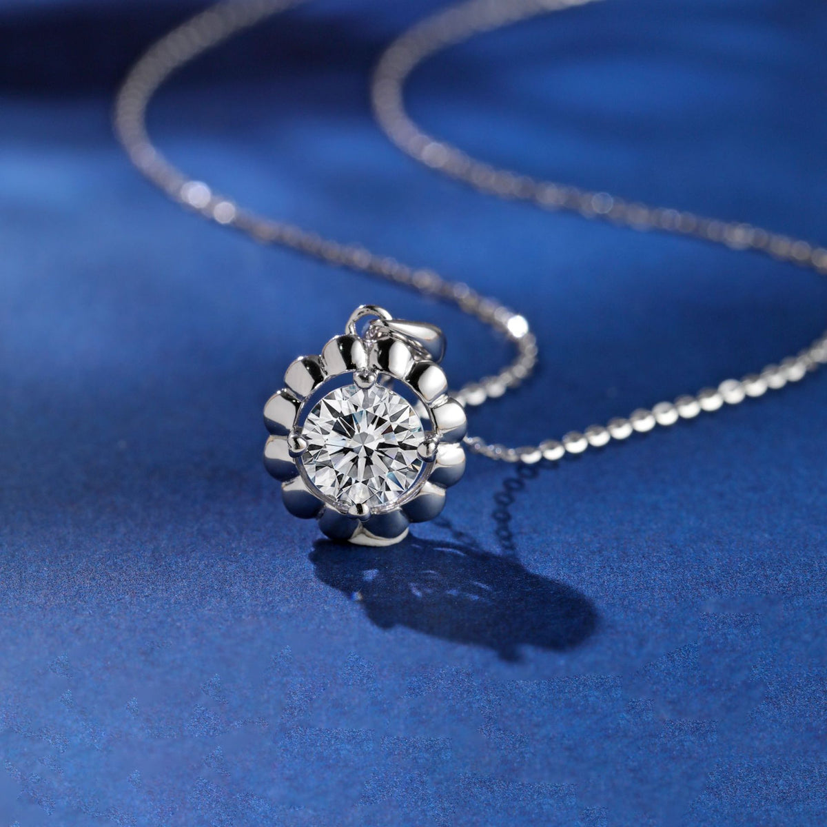 Sun Sunflower S925 Sterling Silver Women's Pendant Necklace