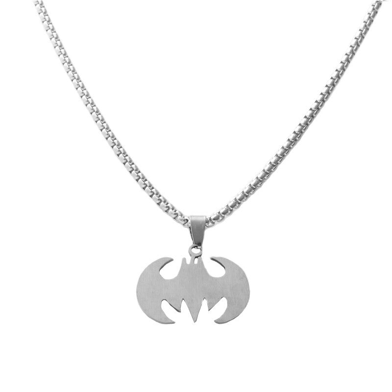 Trendy Men's Personalized Retro Titanium Steel Bat Pendant Necklace
