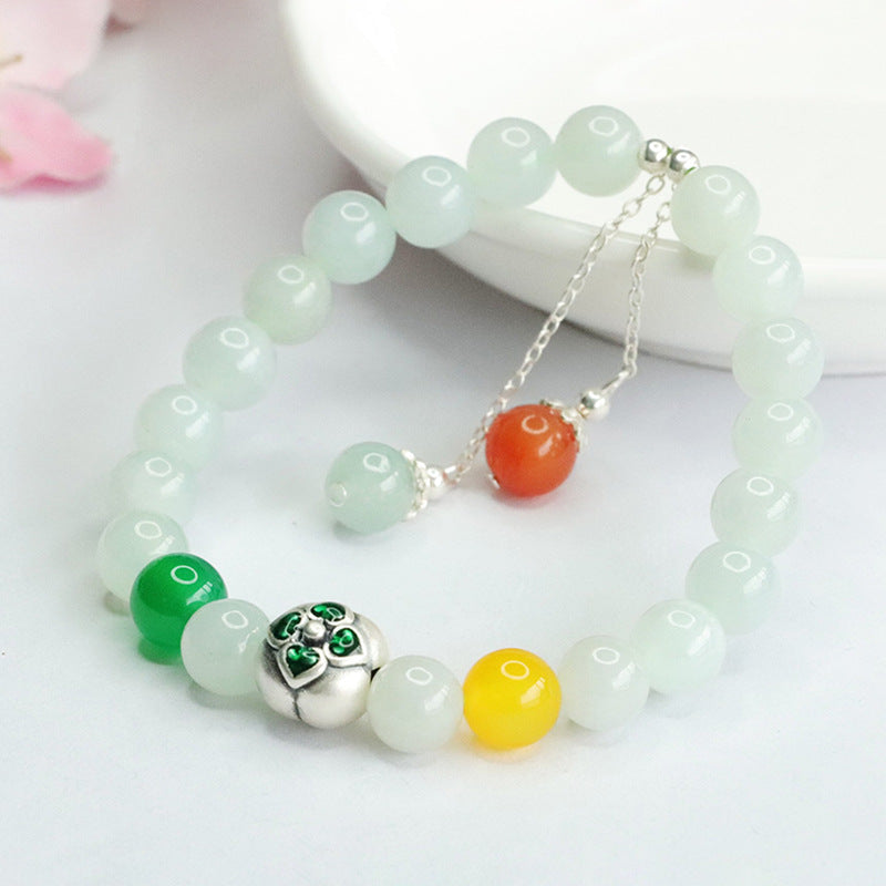 Jadeite Ruyi & Round Bead 8 mm Bracelet