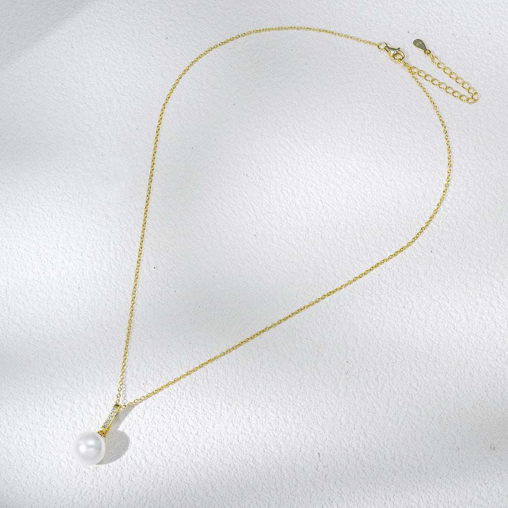 Planderful S925 Sterling Silver Pearl Pendant Necklace With Zircon Light Luxury For Women Fashion Jewelry